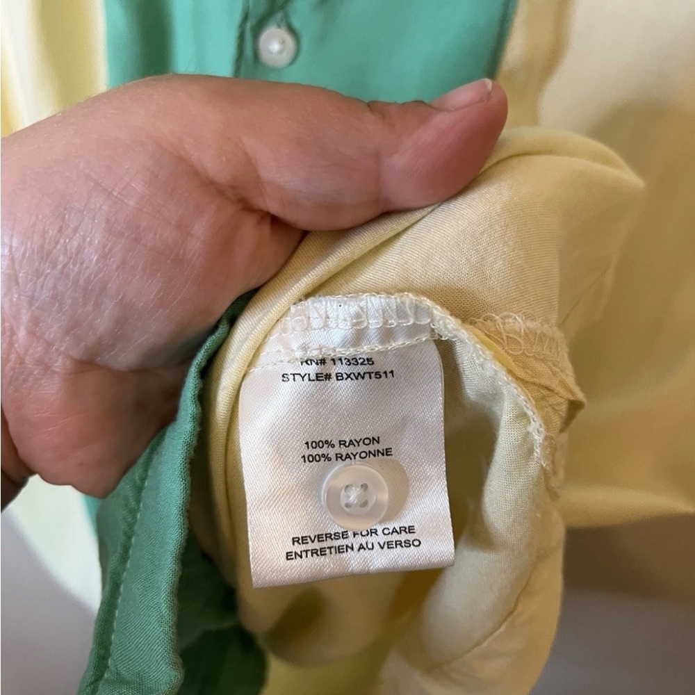 Standard Issue Mens Yellow Green Galaxy Short Sleeve Button-Down Size S EUC - Picture 5 of 6